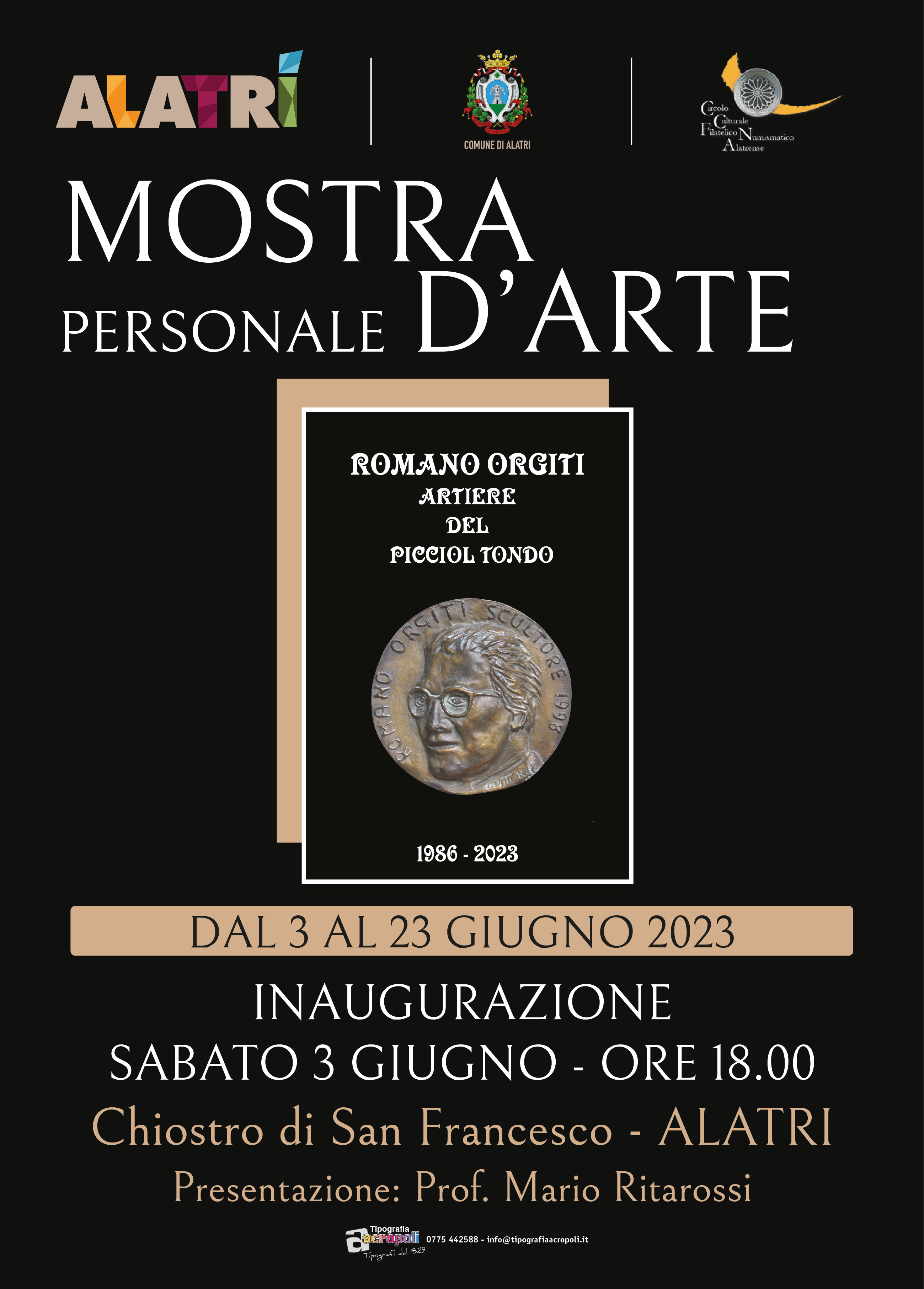 INAUGURAZIONE MOSTRA personale D'ARTE di Romano Orgiti